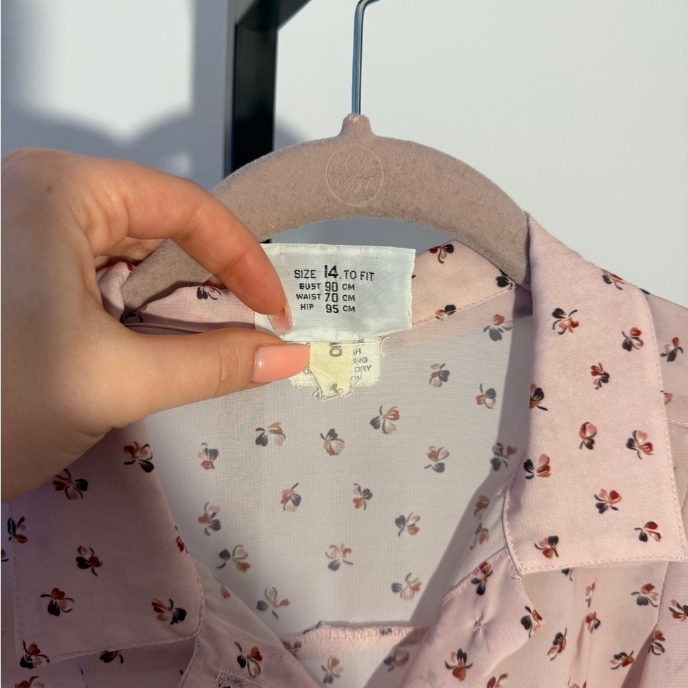 Vintage Pink Floral Button-Up Blouse Size 14 - Picture 5 of 5